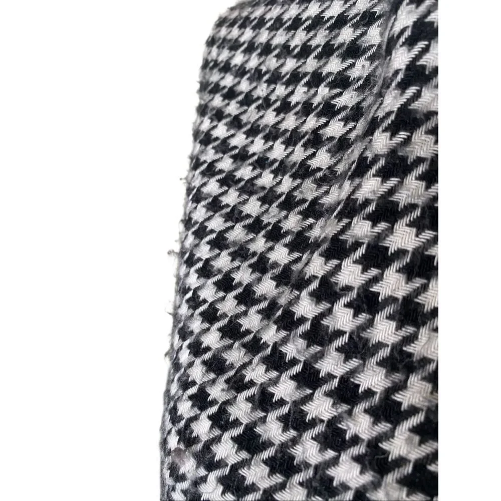 Black White Houndstooth Tassel Scarf Classic Checkered Wrap Winter Shawl Boho